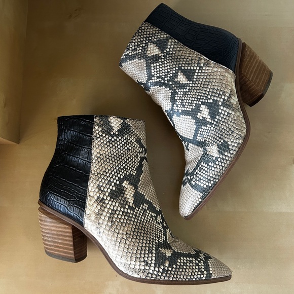 Vince Camuto Shoes - Vince Camuto Snakeprint Grasem Leather Ankle Booties